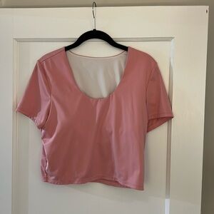 Zella cropped work out top size L in pink with shelf liner and cups